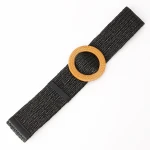 2020 New straw-like Woven Ladies Elastic waistband personality large plastic buckle dress elastic waistband belts