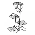 2020 Wholesale Modern Black 4 Tier Indoor Outdoor Garden Metal Shelves Flower Pot Plant Stand