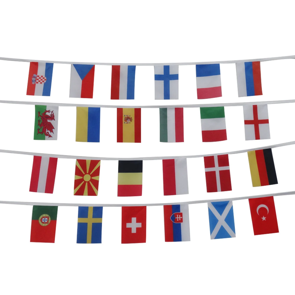 2021 EC 24 countries 14*21CM string bunting flag 24pcs per set