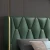 Import 2021 Postmodern stainless steel frame luxury green leather bed queen size high headboard bed frame comfotable bed room furniture from China