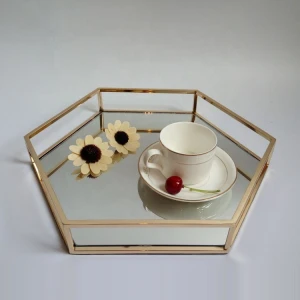 2021 wholesale high quality stainless steel gold plated mirror tray