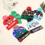 2024 Winter Knit Hat with Christmas Light Custom Christmas with LEDs LED Caps POM Beanie Christmas Hats