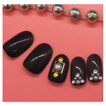 24pcs Nail Sets 3D Black Color Nail Art Supplies