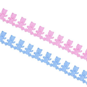 2cm ultrasonic embossed bear polyester ribbon handmade DIY baby birthday party decoration pink ribbon