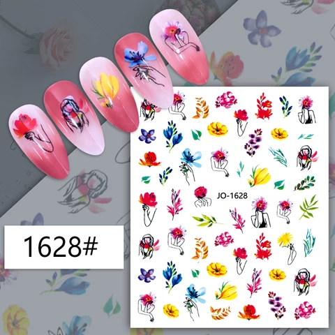 2D self adhesive Beauty nail flower decals Wholesale False Nail Art decoration stickers