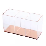 3 dividers acrylic golden base  makeup brush holder  wholesale box for pen/toothbrush holder