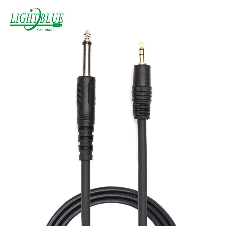 3.5mm stereo male to 6.35mm one pole male music instrument AUX cable guitar cable