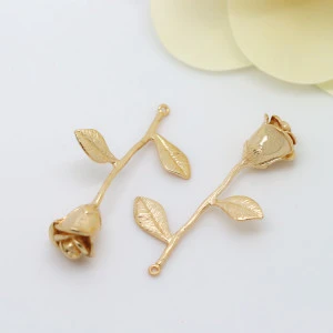 3D gold metal bouquet of roses pendant charms for necklace jewellery 24k gold rose flower pendant