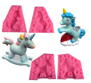 3d Stereoscopic DIY cute rainbow unicorn silicone cake tools resin molds use for baking  fondant sugar chocolate candle plaster