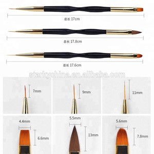 3pcs Nail Brush Double Heads Thin Black Handle Manicure Tools Painting Pen Nail Art Varnish Brush Set