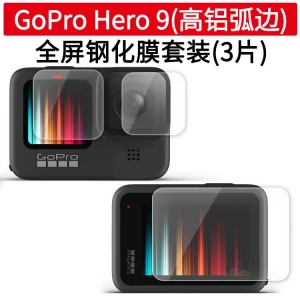 3PCS Tempered Film for Gopro Hero 9 Accessories Protector Tempered Screen for Go Pro Hero 9 Black Action Camera LCD Display