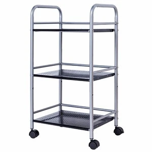 410U 3 Tier Carbon Steel Adjustable Kitchen Tea Cart storage