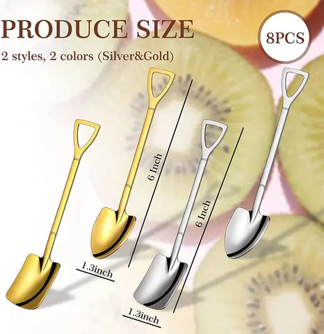 Buy 4pcs Stainless Steel Shovel Shape Spoon Creative Coffee Stirring ...