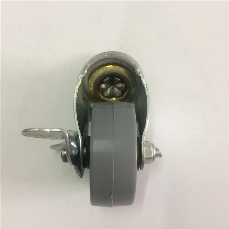 50mm dia 2 inch plastic wheel thread stem side brake grey PP caster wheel