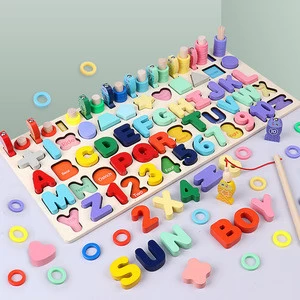 6 in 1 shape number recognition wooden magnetic fishing educational toy for kids 3+