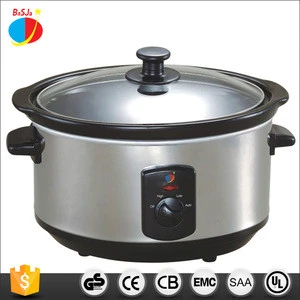 6.5QT Chinese stainless steel industrial digital electric slow cooker with clay crock pot and tempered glass lid