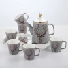 8-piece Porcelain Ceramic Coffee Tea Gift Sets Sika Deer Theme Nordic Style Kettle Pot Infuser Teapot Mug Serving Tray Modern