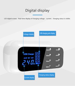 8 Port USB Charger Station Multi-Ports USB Wall Charger Desktop Charging Plug Travel Adapter with LED Display