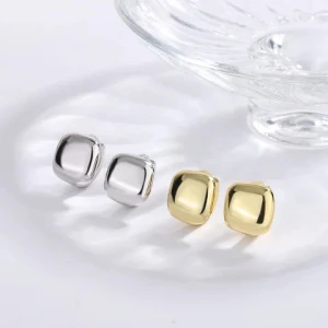 925 Sterling Silver Smooth Square Ear Buckle Ins Style Simplicity Earrings Fashion Jewelry Accessories