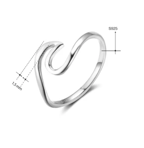 925 Sterling Silver Wave Cut Girl Ring