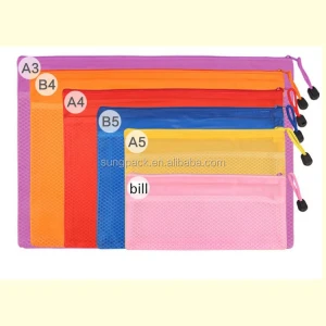 A3 A4 A5 B5 File Zipper Bag Customized Logo Color Plastic Mesh Bags PVC Packaging Bag