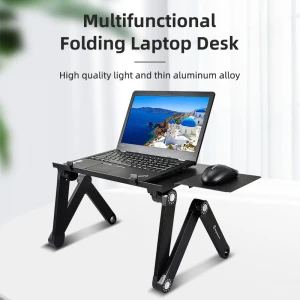 Advanced Folding Computer Table with Cool Fan Laptop Desk Aluminum Folding laptop table Metal Small Lantop Stand Table