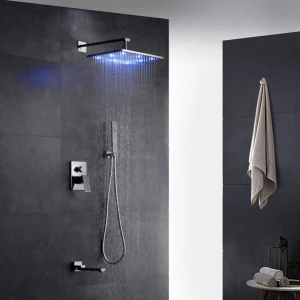 All copper LED shower faucet with built-in shower faucet with wall type water valve switch shower