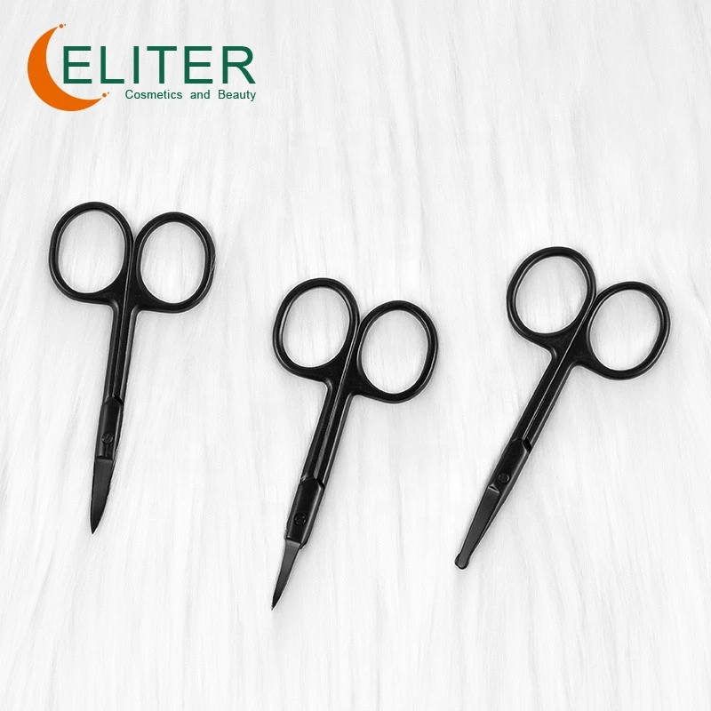 Amazon Hot Sell Wholesale Professional Black Stainless Steel Scissors Cuticle and  Eyebrow Cosmetic Scissors Manicure Scissors