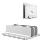 Amazon hot selling width adjustable aluminum desktop notebook holder double vertical laptop stand for Macbook