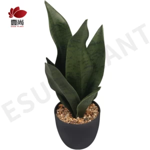 Artificial Snake Plant Fake Sansevieria with White Plastic Pot Artificial Potted Plants for Home Office Faux Plants Indoor Outdo