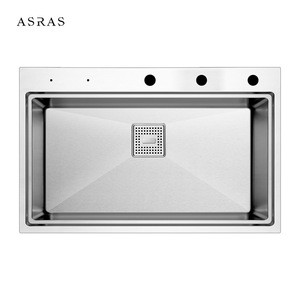 Asras SUS304 handmade kitchen sink multipurpose with accessories fine brushed with drainer and kitchen tap manufacturer 7848T