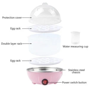 B49-0001Wholesale Stainless Steel Electric Cooker Double Layer 14 Egg Cooker Electric Egg Boiler