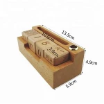 Bamboo Perpetual Manual Calendar with Phone Stand