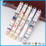 Beauty rose flower patterned metal roller pen can customize your logo and pattern Ceramic pen