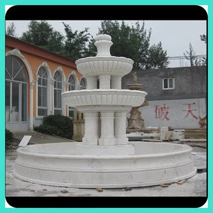 beige marble column water fountain pot for garden