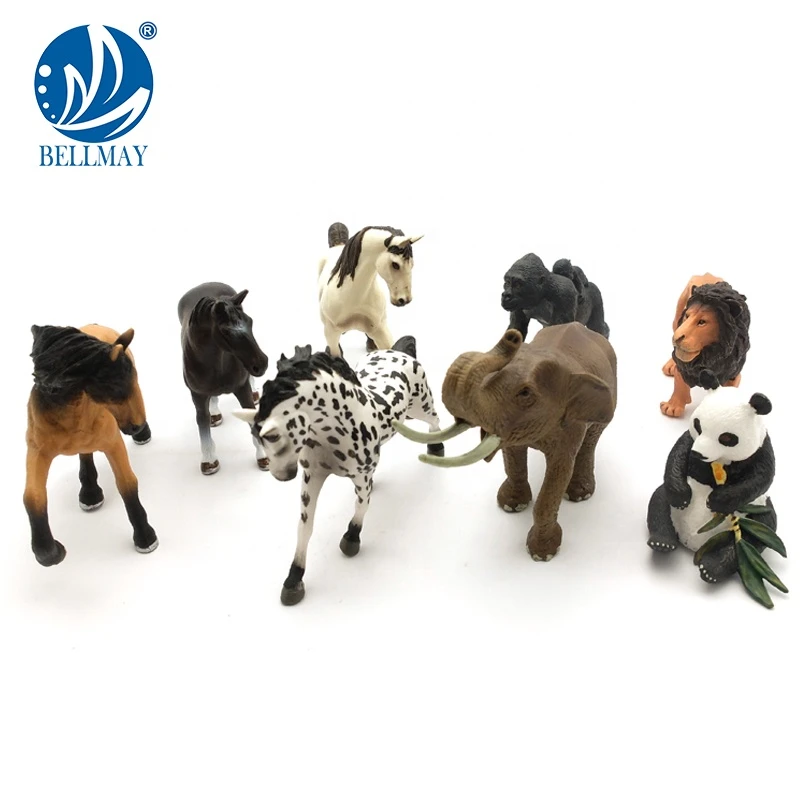 Bemay Toy Plastic Solid Forest Animal Series Small Toys Plastic Model Horses With Collectuble