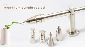 Best price factory direct curtain pole tube al curtain rod finials end cover accessories aluminium curtain rod set