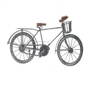 Bicycle with Front Basket Handmade Iron Sculpture Cycle Decorative Statue Metal Art Gift For Home Decor
