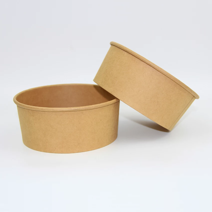 Biodegradable Disposable Brown Kraft Paper Food Container Paper Bowls For Salad With Lids