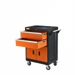 Black and Red Tools Affordable Steel Chest Tool Box Roller Cabinet 2 Drawers with Double doors Central Locking System