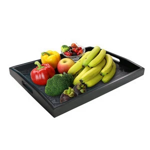 Black color Customized size Pine wooden garnish bar tray with handle