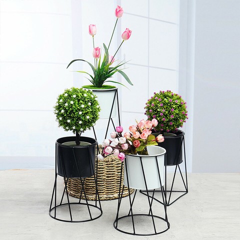 Black Metal Iron Flower Pots Shelf for Flower Planter Stand Set Metal Indoor  Plant Stand