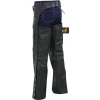 Black Solid Genuine Leather Motorcycle Riding Chaps with Full Lining Adjustable