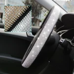 Bling Colorful Gold / Silver Full Diamond Non-slip Steering Wheel Cover Car Accessories Steering Wheel Cover