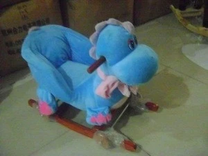 blue soft stuffed music plush dinosaur baby rocking chair toys