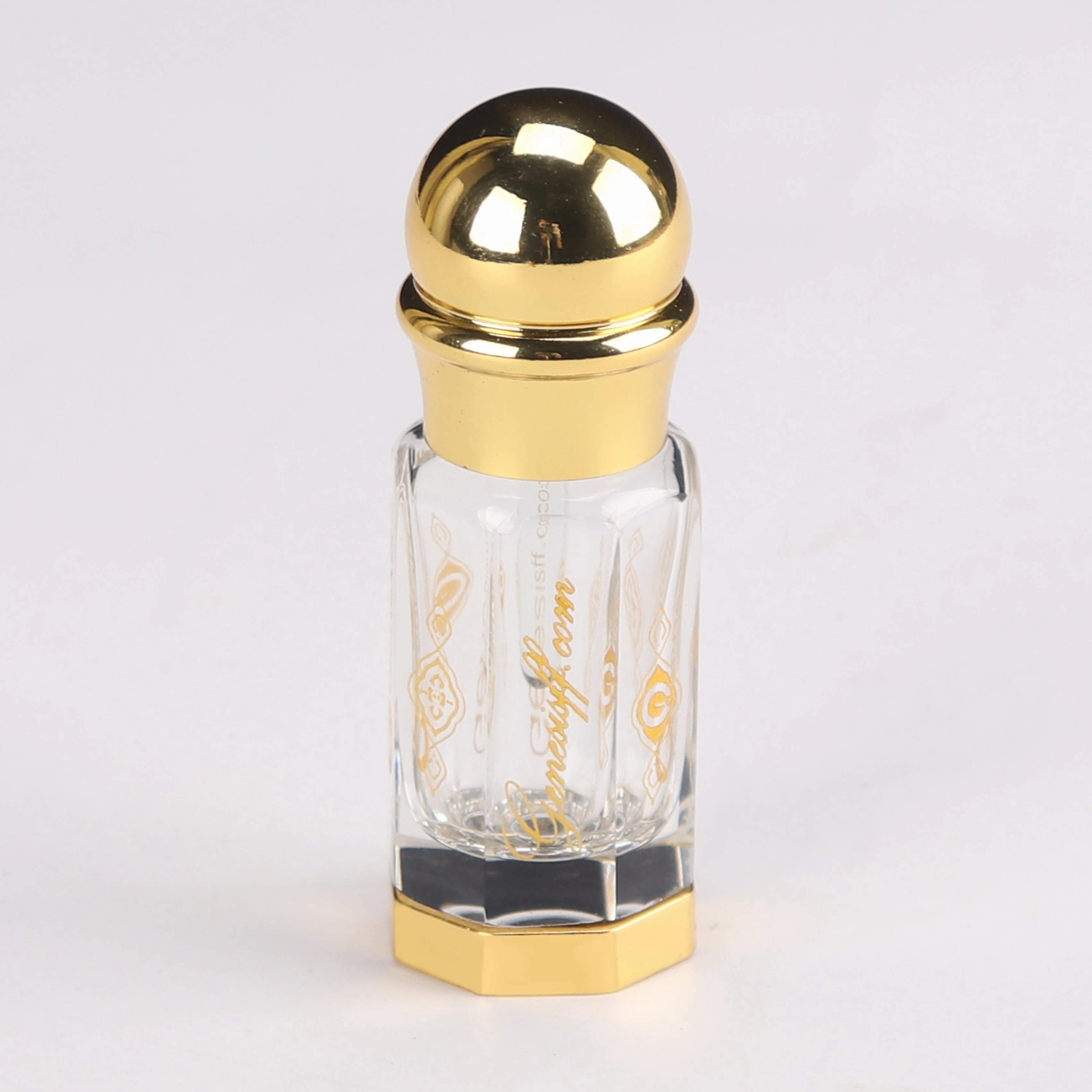 Boming Wholesale Attar 3ml 6ml 12ml crystal glass polished Arabian perfume bottle with customize logo engraved