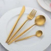 BuyerStar Modern Luxury Matte Gold Silverware Knife Fork Spoon Tableware Black Cutlery Hotel Flatware Set For Wedding Event