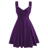 C Clothing 2024 Elegant Formal Long Summer Suspenders Strap V Neck Vintage Midi Dress