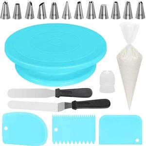 Cake decorating kits with cake turntable numbered Icing spatula Icing smoother silicone piping bag pastry bags and coupler