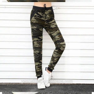 Camo Printed Ladies Drawstring Trousers Army Camouflage Women Sweat pant